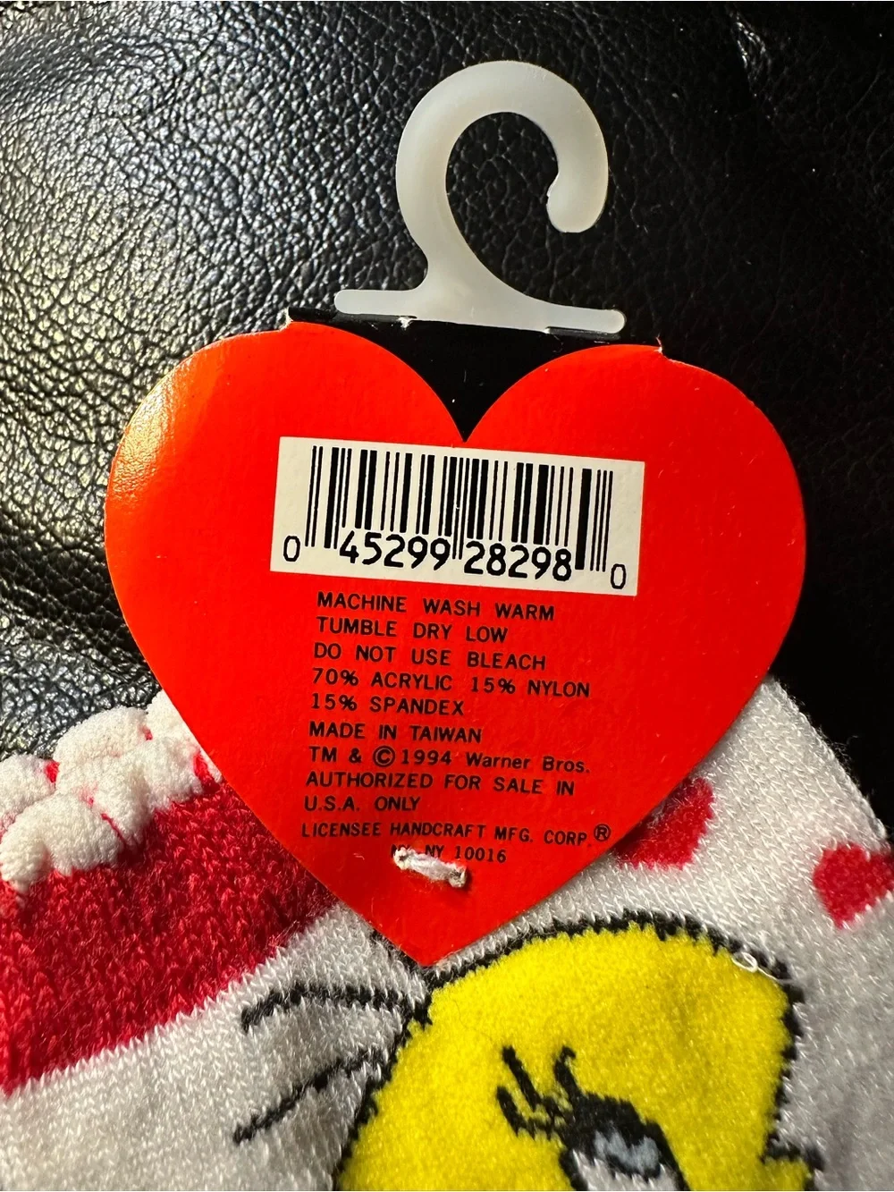 RARE Vintage Warner Bros. Looney Tunes Tweety Socks NWT Red Hearts Women’s 6-11